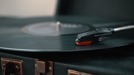 a close-up shot of a spinning record