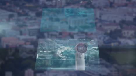 animación del procesamiento de datos sobre el paisaje