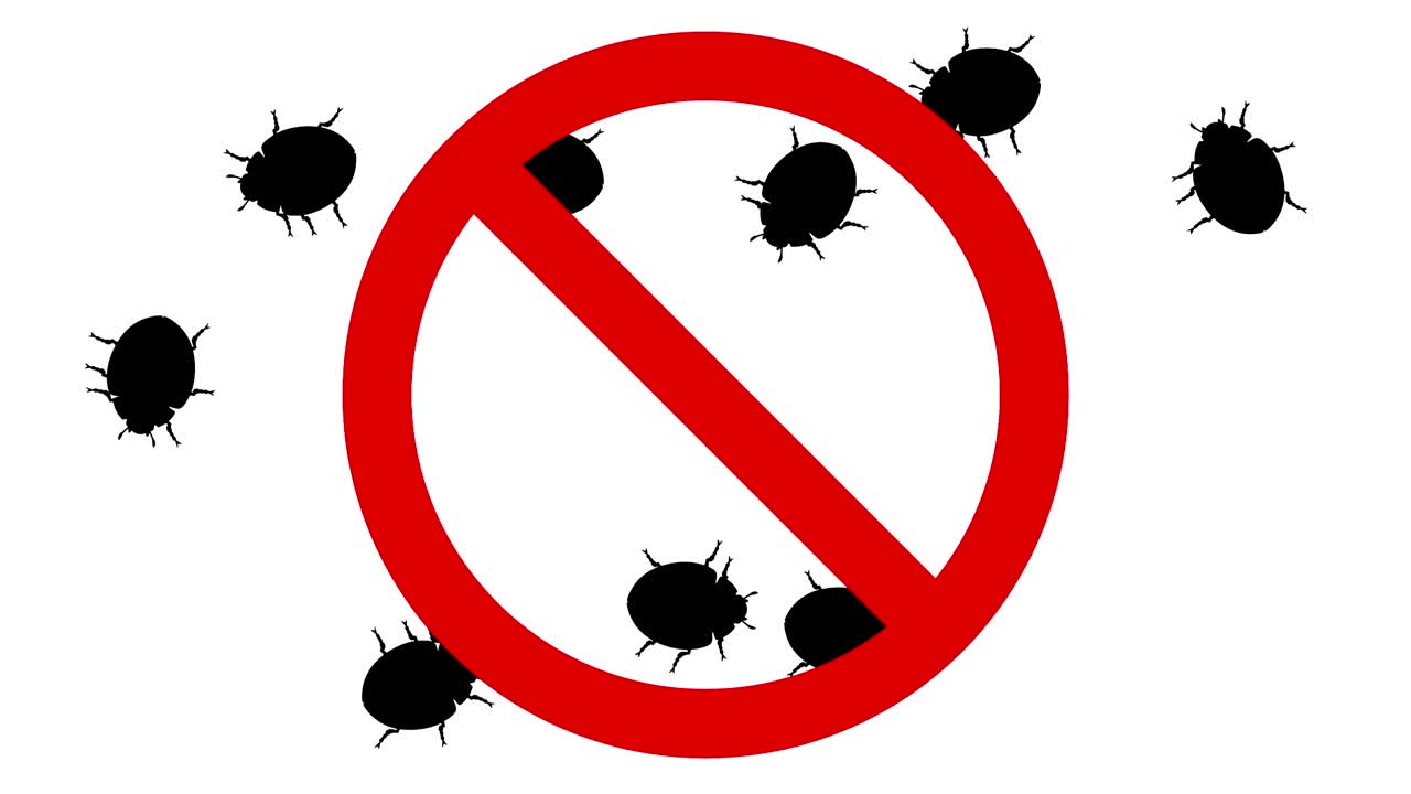 금지 표지판에 있는 정벌레