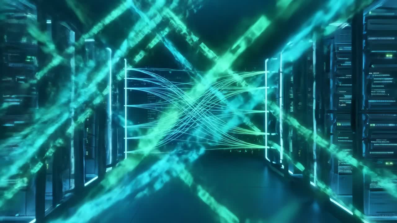 Digital Data Flow Between Server Racks in a Network