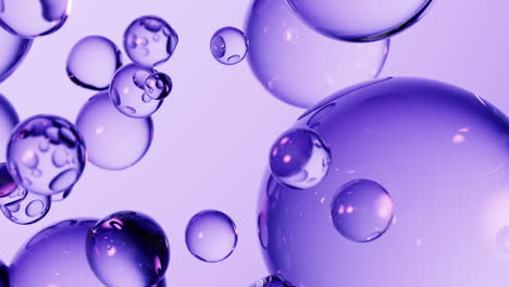 floating transparent purple bubbles background, 3d rendering.