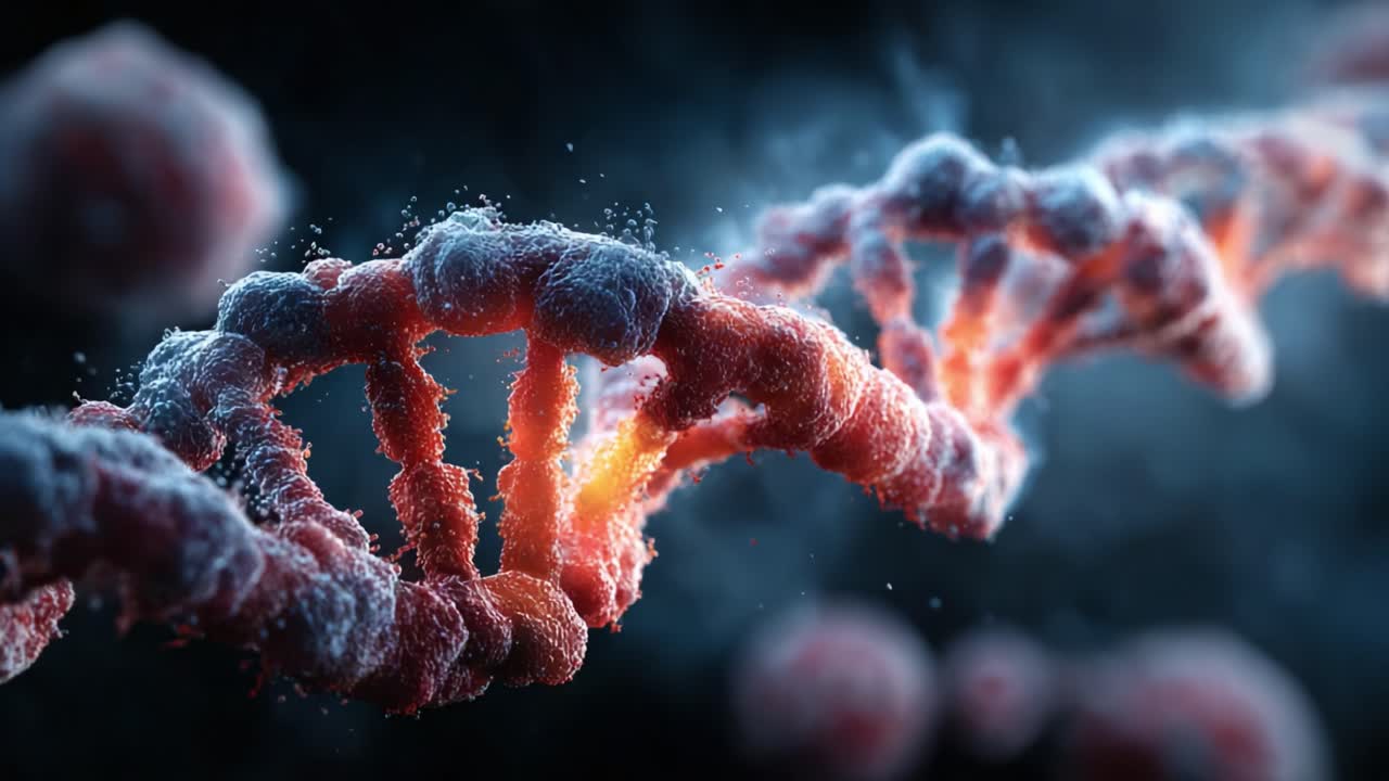A Close-Up Visualization of DNA Helix Structure Highlighting Molecular Composition and Intricate Details Unveiled Through Advanced Imaging Techniques