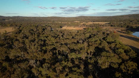 Aerial-over-rural-part-of-Stanthorpe,-Queensland-in-the-early-morning-in-winter
