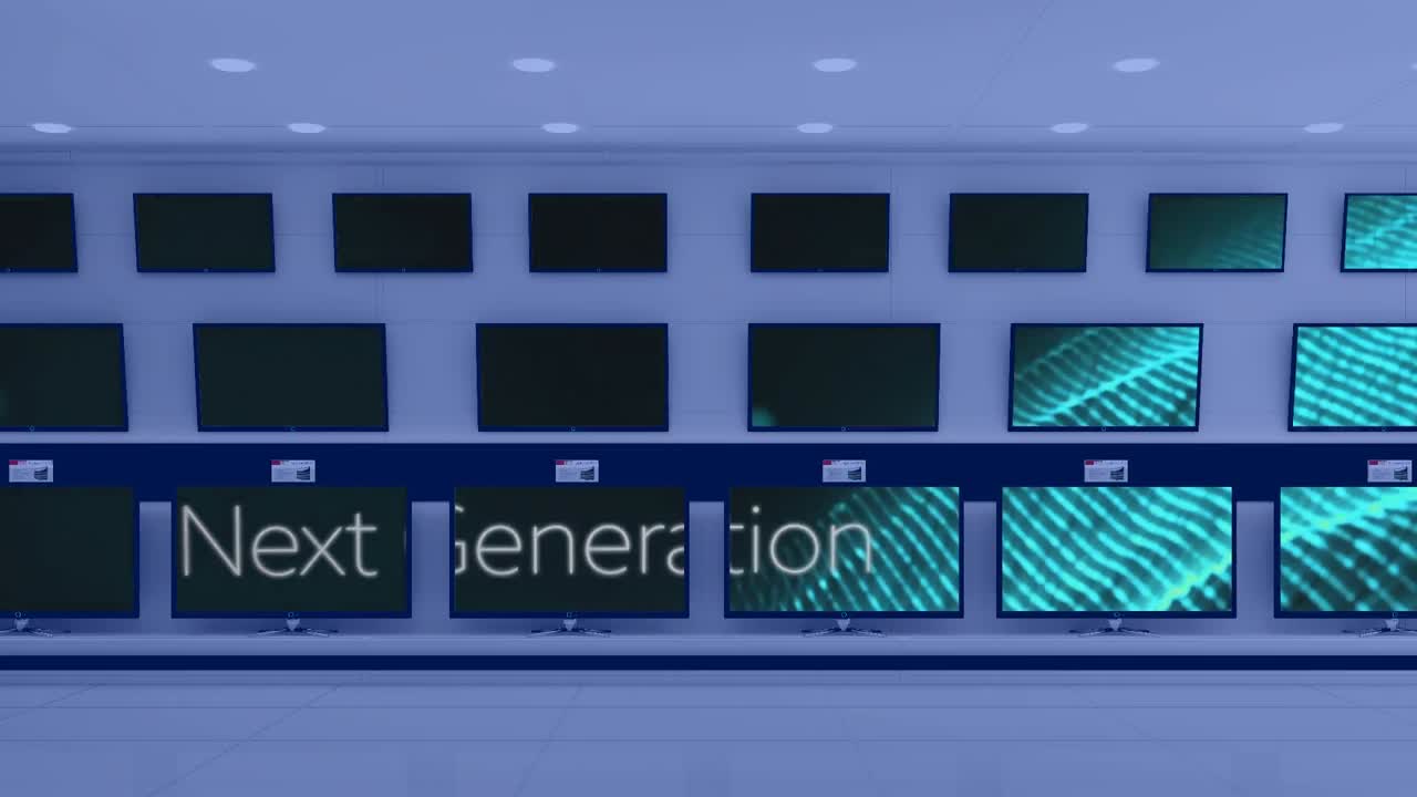 기술 상점의 화면에서 다음 세대의 스크린 세이버의 애니메이션