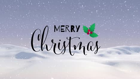 Animation-of-merry-christmas-text-over-winter-landcape