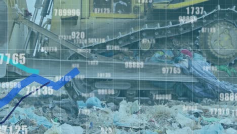 animation of financial data processing over a garbage dump