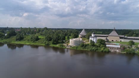 flight over staraya ladoga fortress in russia