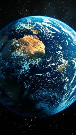 earth's vibrant view from space. earth floats in space, displaying continents, oceans, and clouds against a starlit backdrop.