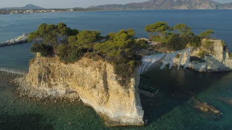 Zakynthos-Greek-island-resort-aerial-orbit-view-around-sunny-paradise-travel-destination