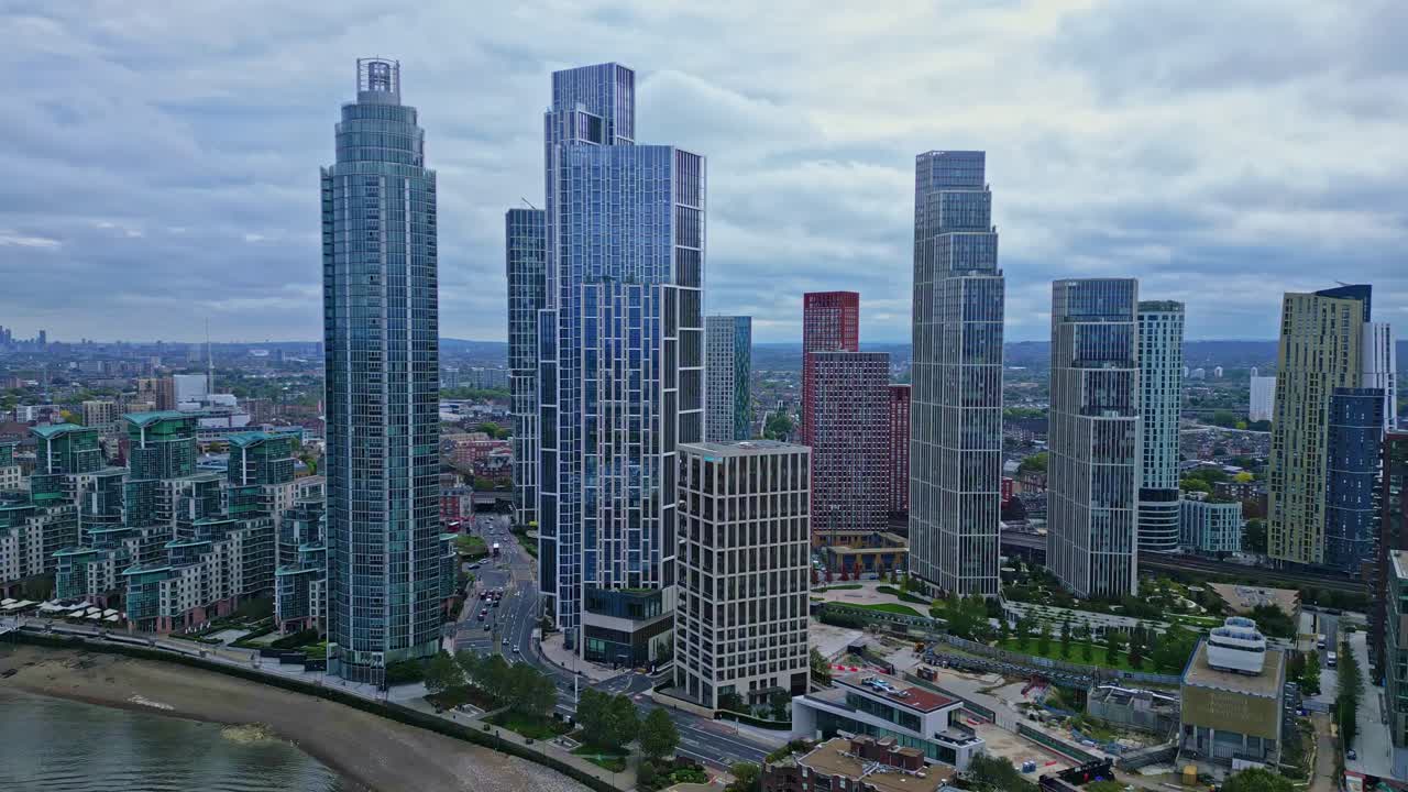 Aerial View of Modern Skyscrapers in London