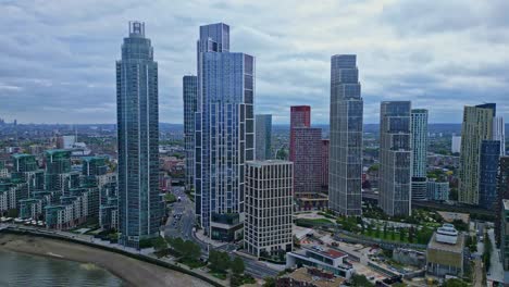 aerial view of modern skyscrapers in london