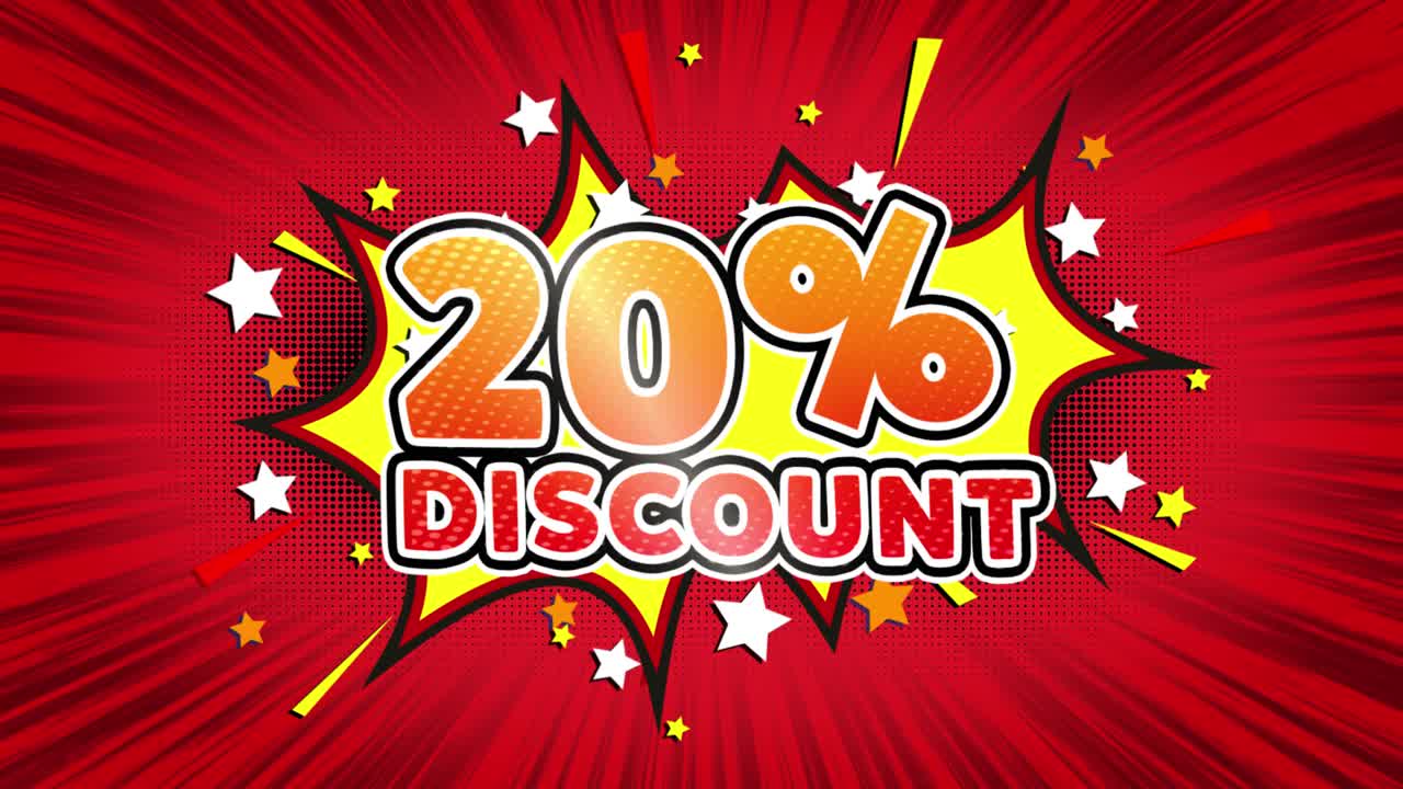 20% Discount Comic Book Style Graphic Design