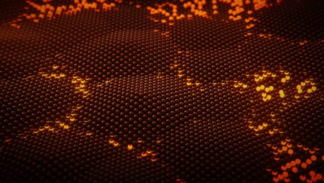 shockwave on surface of orange glowing spheres seamless loop 3d render animation