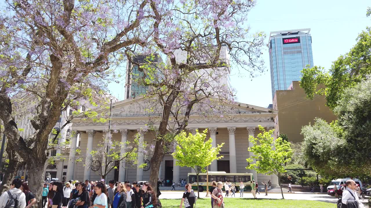 POV tourist walk at buenos aires city cathedral, landmark of buenos aires argentina in summer daylight