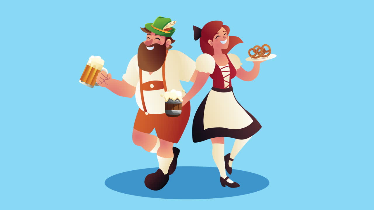 celebrazione dell'oktoberfest coppia tedesca che beve birra