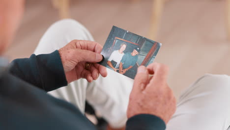 photograph, memory and old man in home remember