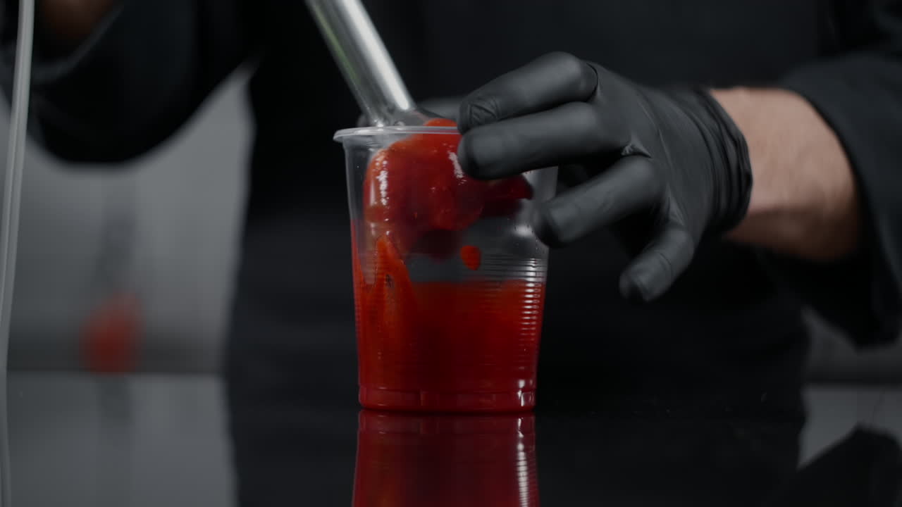 Chef Blending Tomato Sauce