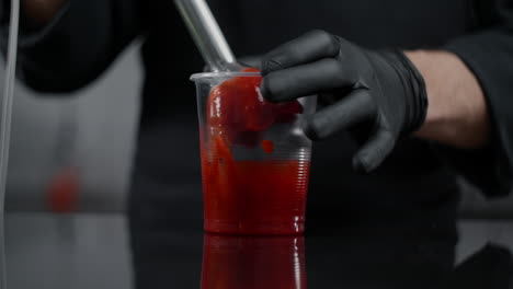 chef blending tomato sauce