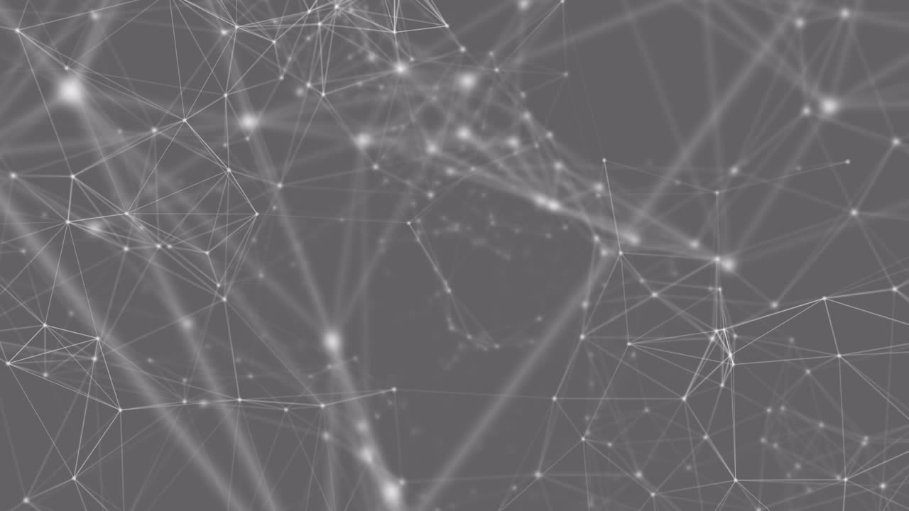 Digital animation of network of connections floating against grey background
