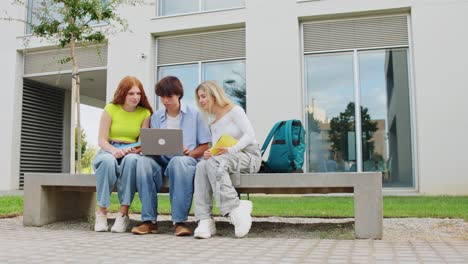students studying together on campus