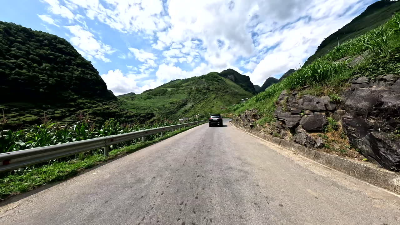Scenic Drive Through Lush Green Mountains