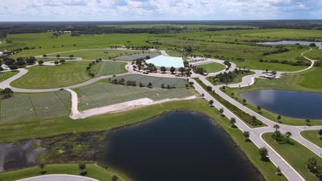 aerial of sarasota national cemetery, a military cemetery in florida, near myakka river state park