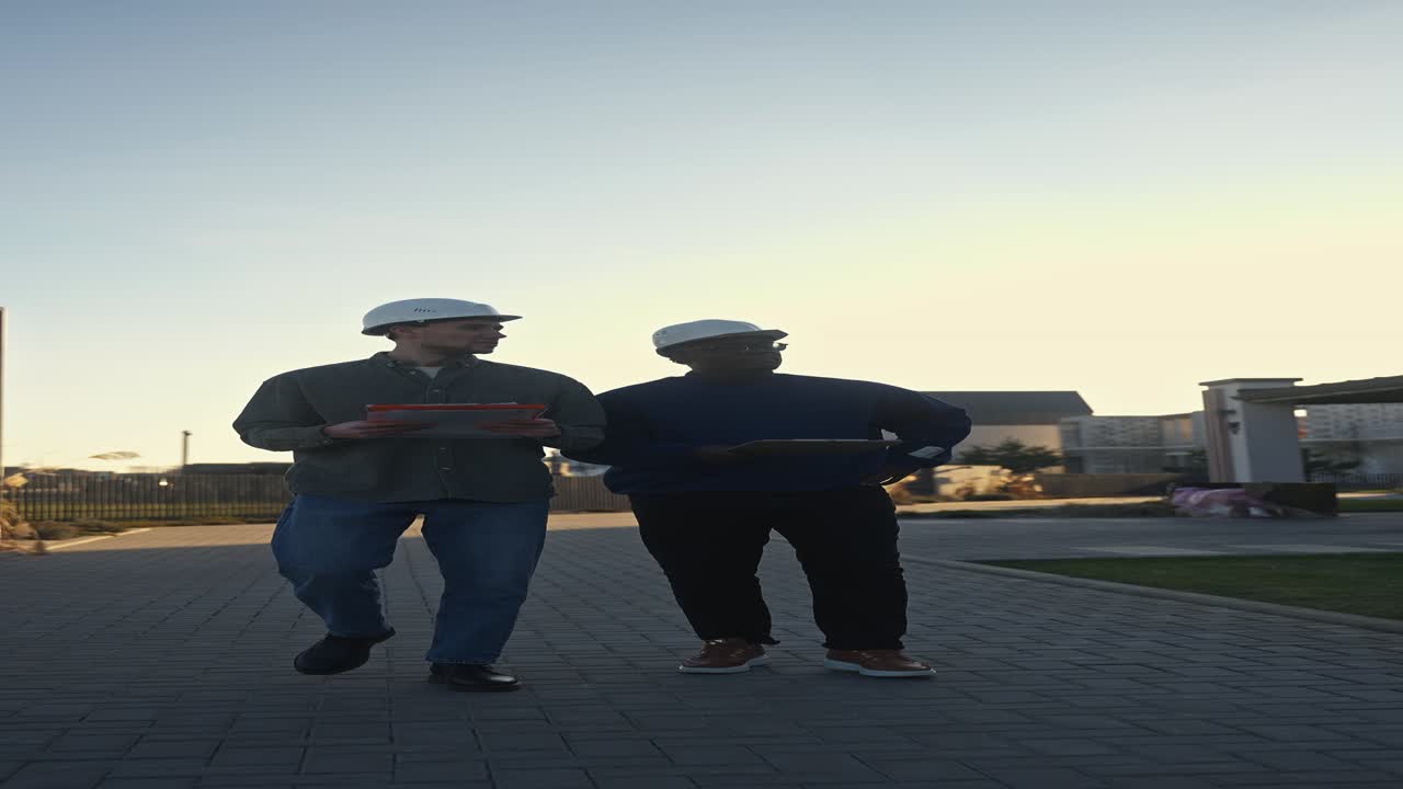 Construction Workers Inspect New Buildings