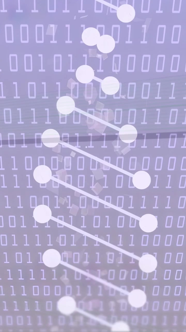 Vertical video: Initial node pair appearing, node column growing and dropping to show binary flow