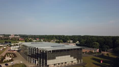 Drone-view-of-the-Aeres-school-for-agriculture-in-Dronten,-Flevoland,-The-Netherlands