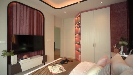 pink and beige master bedroom interior design