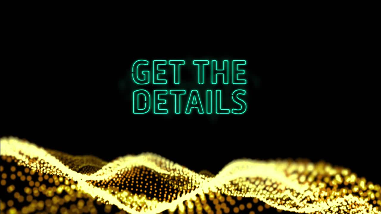 흑색 배경에서 네온 텍스트와 데이터 처리의 세부 사항을 얻는 애니메이션