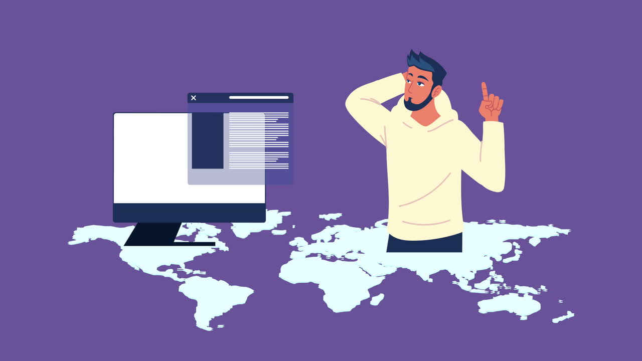 programador y escritorio en el planeta