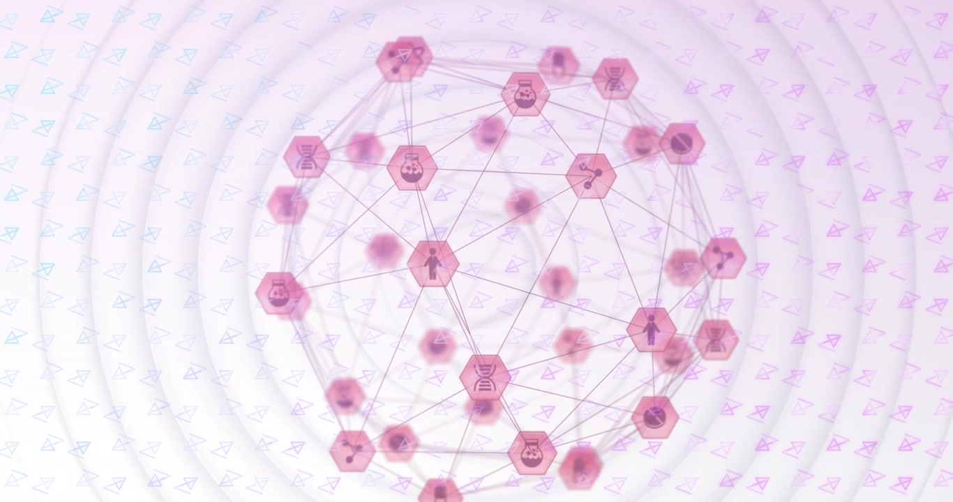 Sfera di rete astratta di dati scientifici e medici.