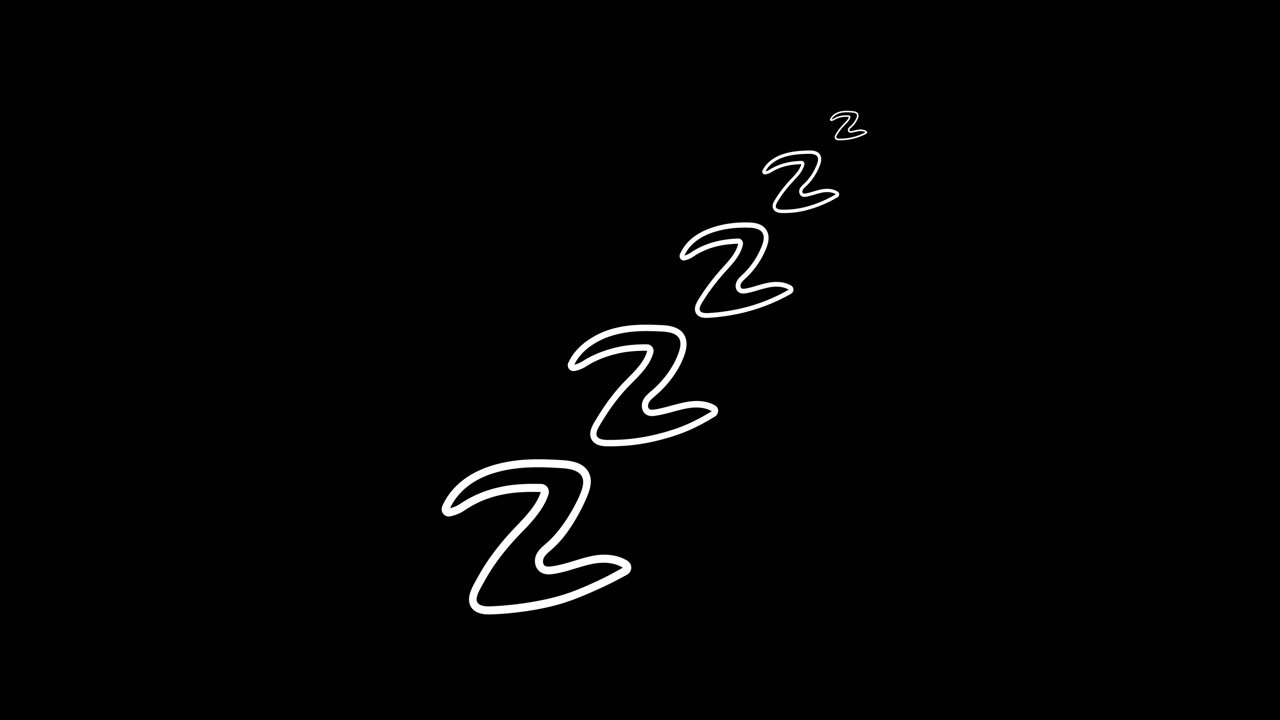 Animoidut Zzzzz-unisymbolit mustalla taustalla