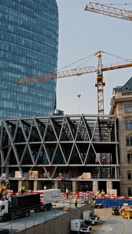 construction site with crane and modern architecture