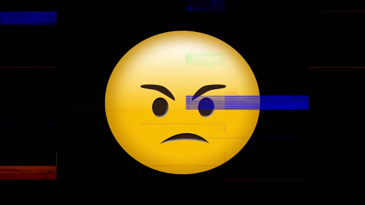 Animation of yellow angry emoji