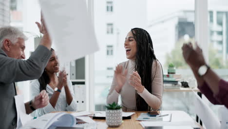 happy business people, high five