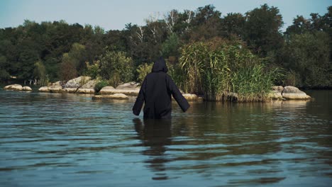 ghost woman in the water outdoor. divination by the water