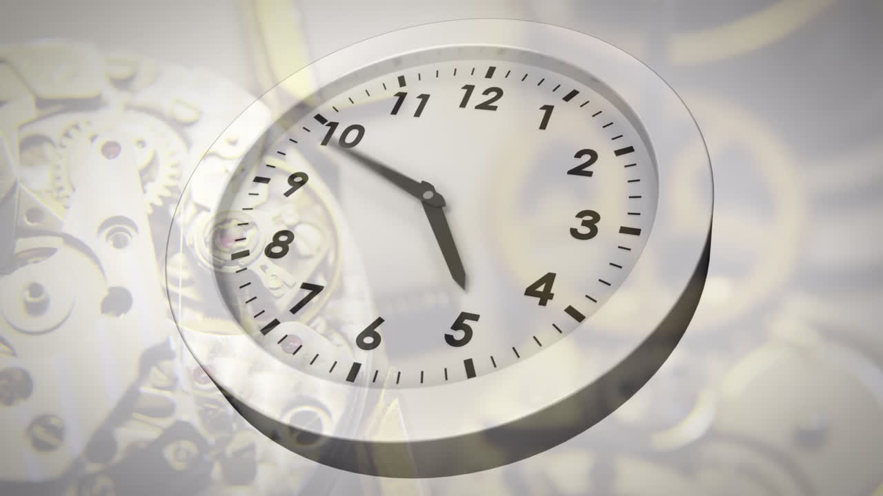 animación del reloj moviéndose sobre el mecanismo del reloj