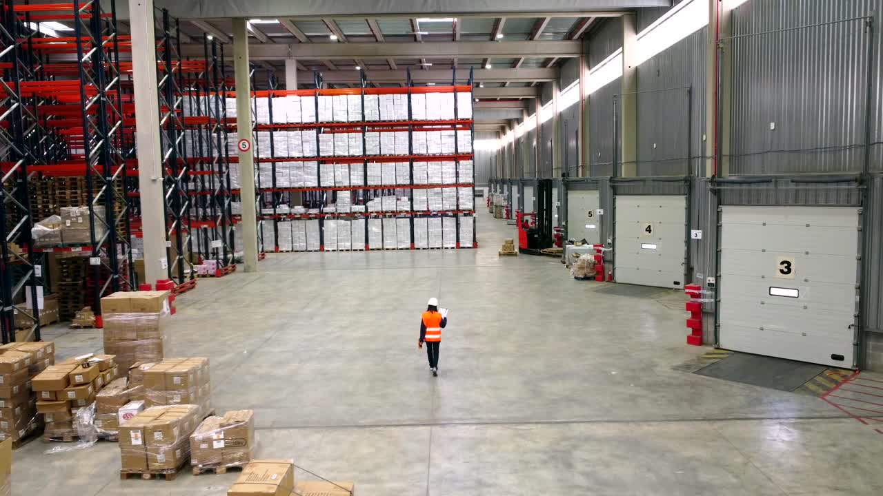 Warehouse Interior with Worker