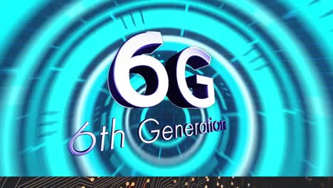 procesamiento de texto y datos de 6g contra conexiones de microprocesador sobre fondo negro