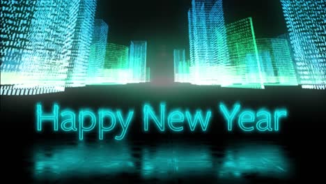 Animation-of-digital-city-over-happy-new-year-text