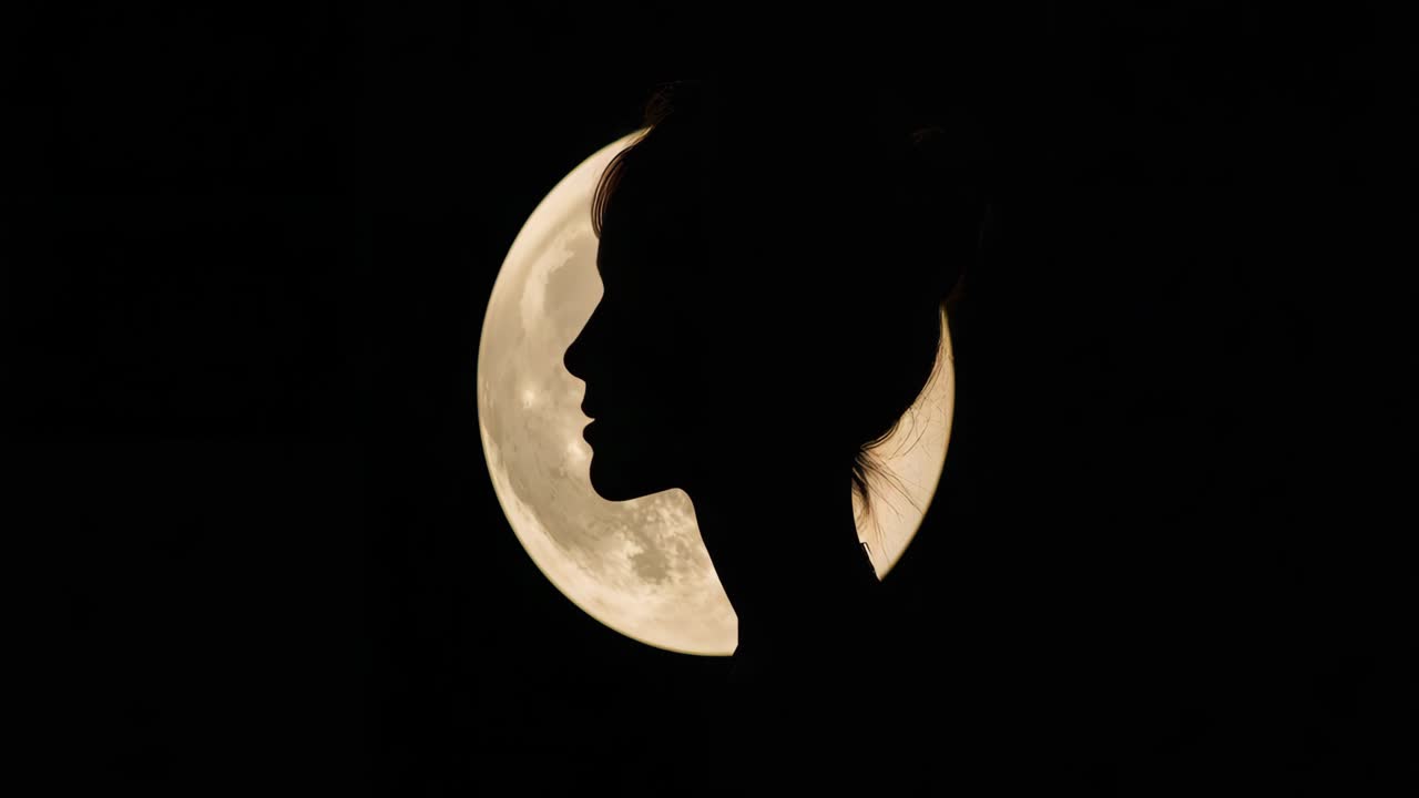 Silhouette of a woman against the moon
