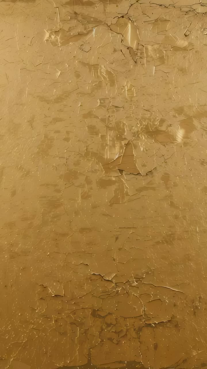 Vertical video: Moving camera showing cracked wall in room, peeling paint and plaster for repair