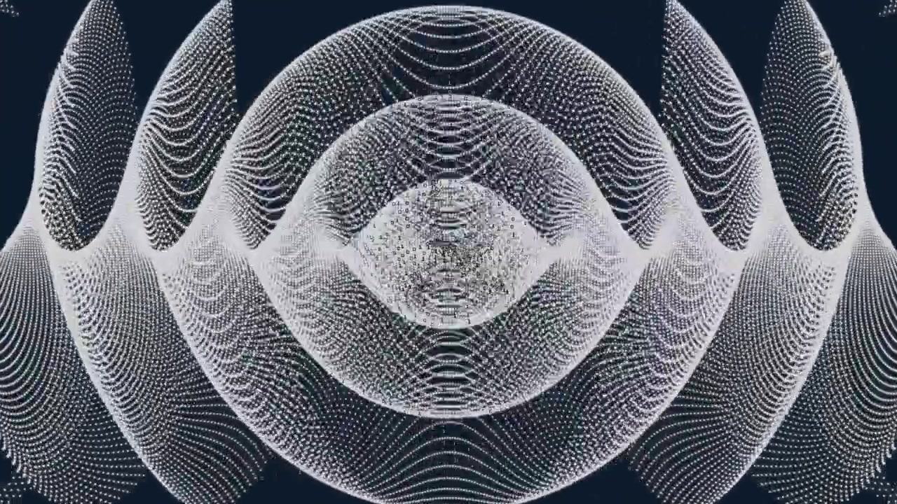 Animation of geometrical shapes and waves moving on black background