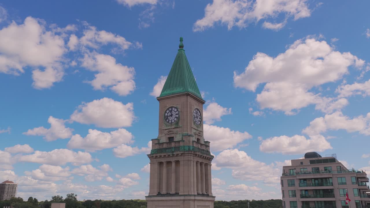 Drone shot of the clocktower at the Summerhill LCBO, Toronto on Yonge street