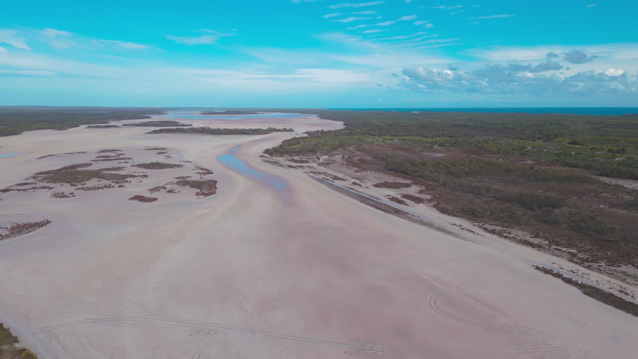 Drone Footage ascending over Leeman Salt Lake in Perth, Western Australia