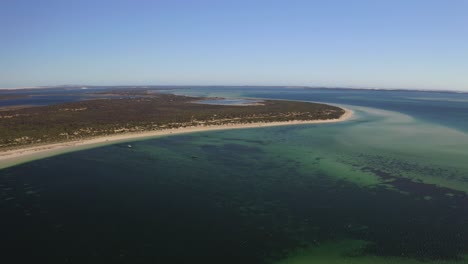 aerial drone view of the coastline of coffin bay, eyre peninsula, south australia