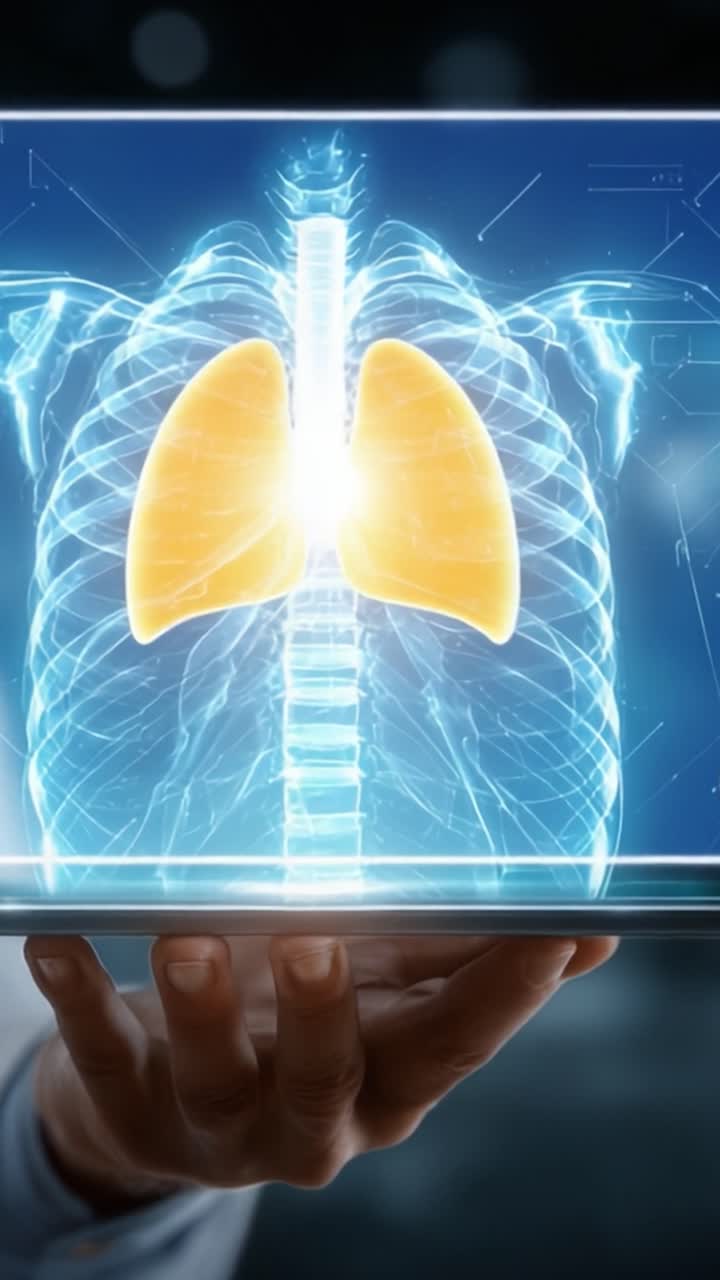 A Stunning Visualization of Human Lungs Presented in a Dynamic Display, Showcasing Anatomy with Radiant Clarity and Advanced Technology Elements for Medical Learning