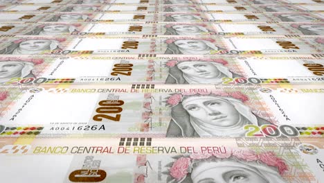 billetes de doscientos soles peruanos de perú, dinero en efectivo, bucle